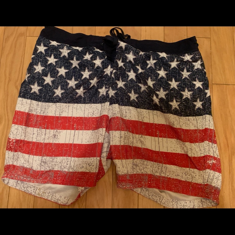 American flag swimming trunks like new.